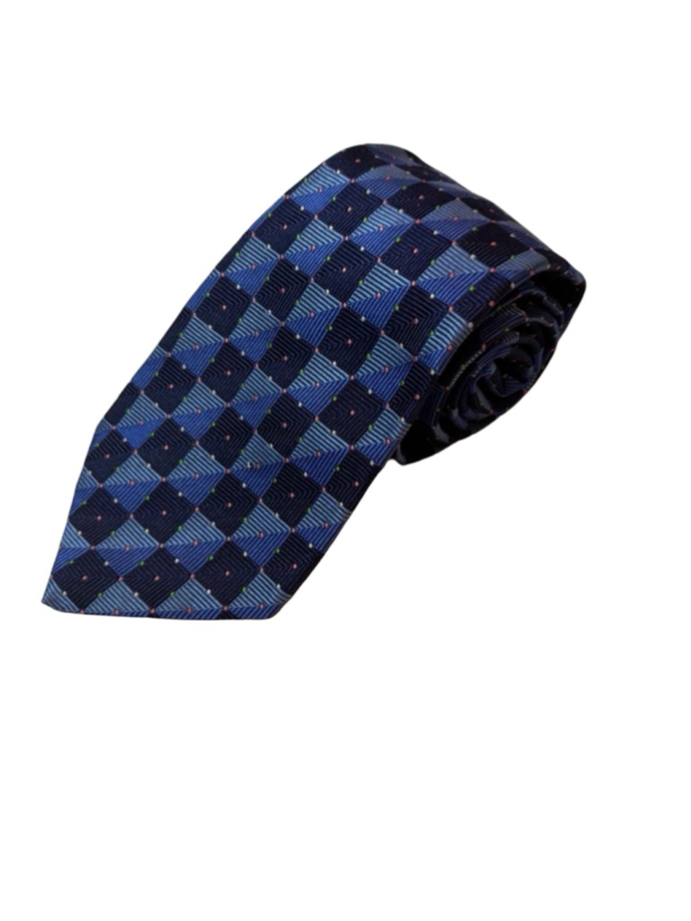 Turnbull & Asser Blue Geometric Silk Tie Handmade In England